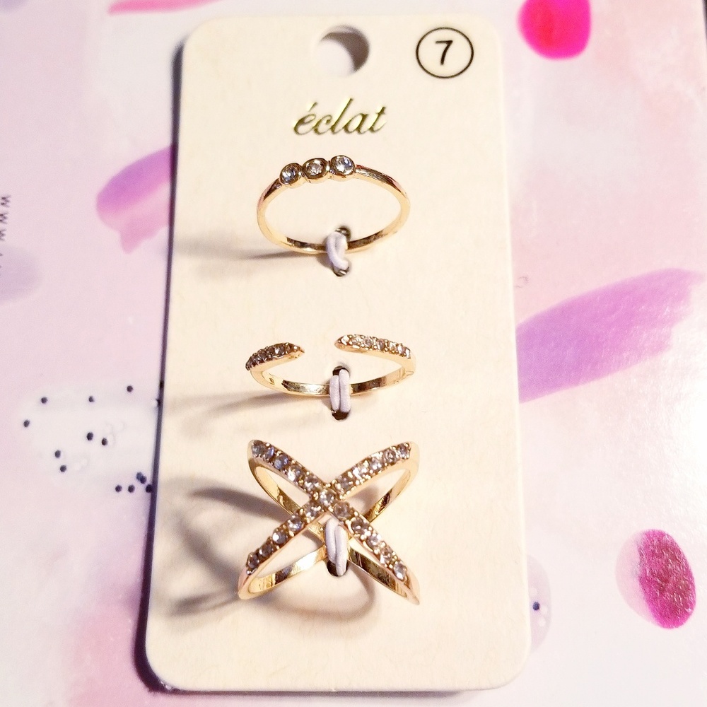 Gold Ring Set of 3, Size 7!